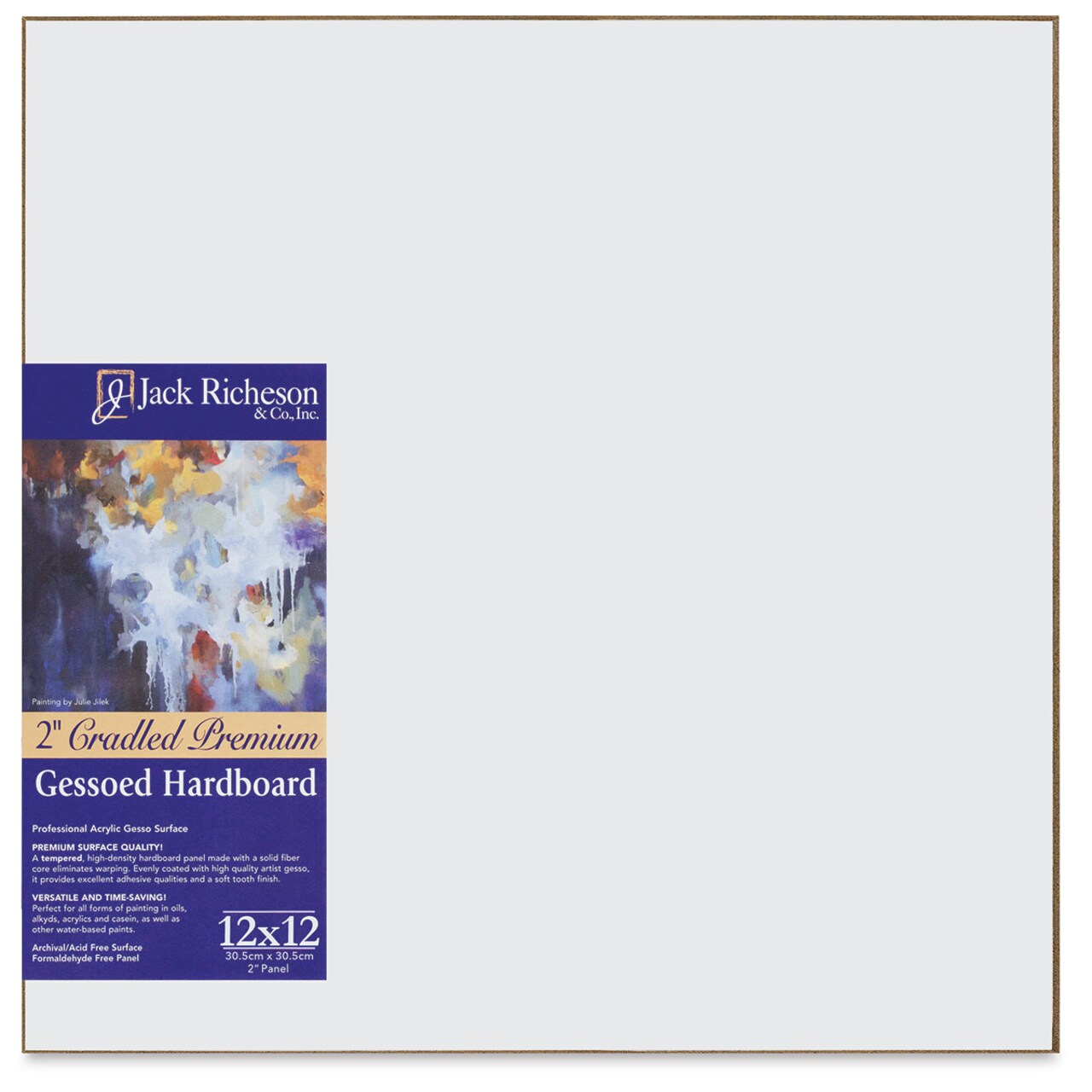 Richeson Premium Gessoed Hardboard Panel - 12" x 12", White, 2" Cradle